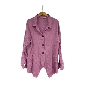 Mill Valley Clothing Co Pink Stripe Cotton Long Sleeve Hobo Top Shirt Tunic 1X